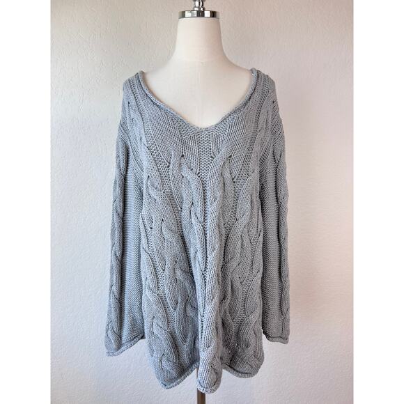 BDG Chunky Oversized Cable Knit Sweater V Neck Gray Grunge size Medium - Picture 3 of 8